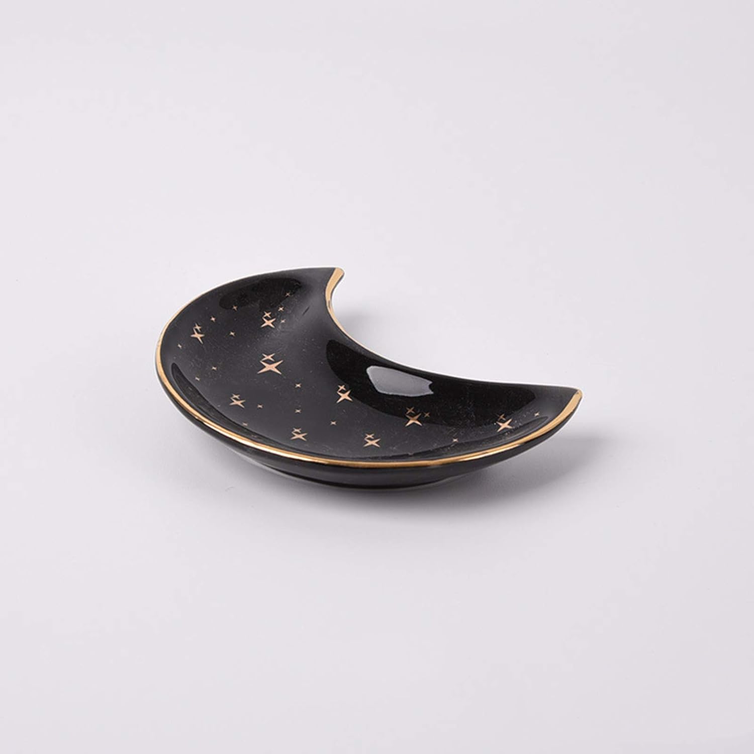 BIHOIB Small Moon Jewelry Dish Tray, Decorative Ceramic Trinket Dish, Modern Accent Tray for Vanity, Blue