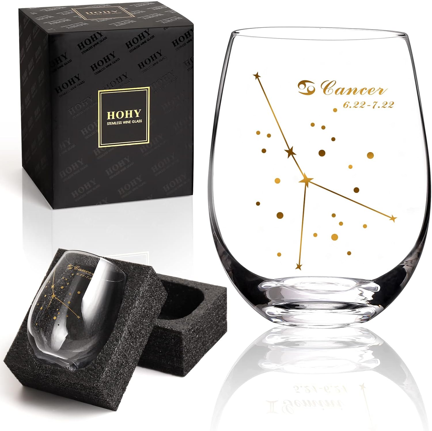 Cancer Wine Glass, Cancer Gift for Women Men, Cancer Decor Wine Glasses, Constellation Glass Define Design, Horoscope Gift, Astrology Gift for Women Men