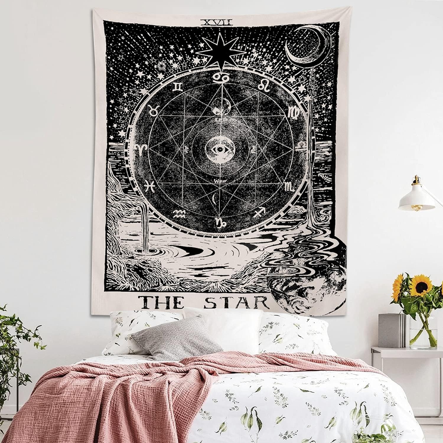 ZHH The Moon Tapestry Mysterious Tarot Astrology Wall Hanging European Medieval Divination Vintage Mysterious Tapestries Wall Art for Bedroom,Living Room,Dorm (59”×51)