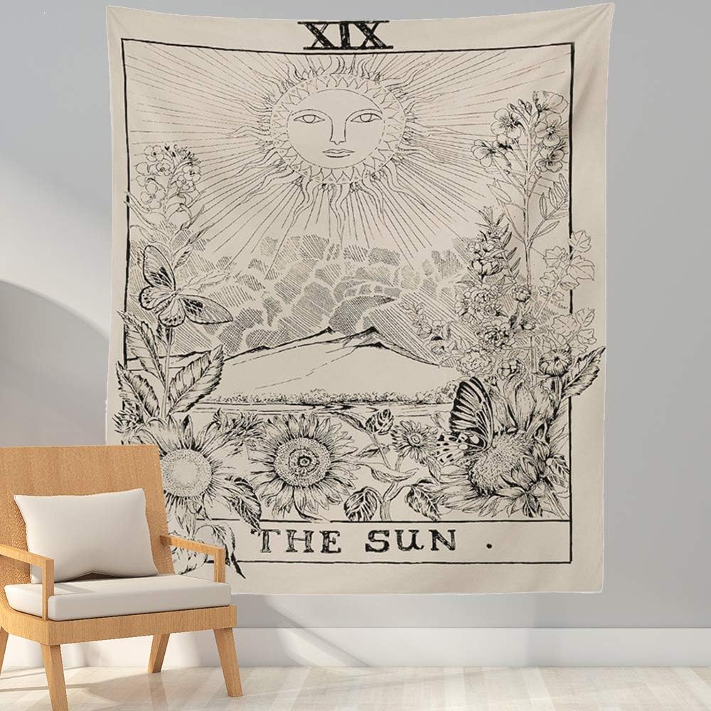 ZHH The Moon Tapestry Mysterious Tarot Astrology Wall Hanging European Medieval Divination Vintage Mysterious Tapestries Wall Art for Bedroom,Living Room,Dorm (59”×51)